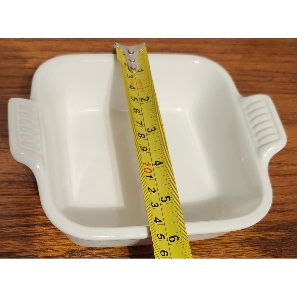 Le Creuset White Stoneware Square Baker Casserole Dish 20-06 6x6 Inch Small - Picture 5 of 7